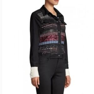 Ramy Brook LANDON TWEED-PANELED DENIM JACKET IN MULTI NWT Small